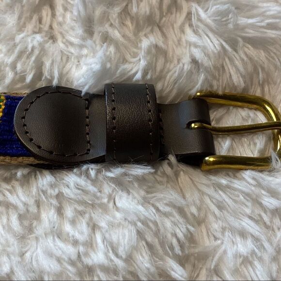 A Tail We Could Wag Colorful Woven and Brown Leather Belt - Picture 3 of 9